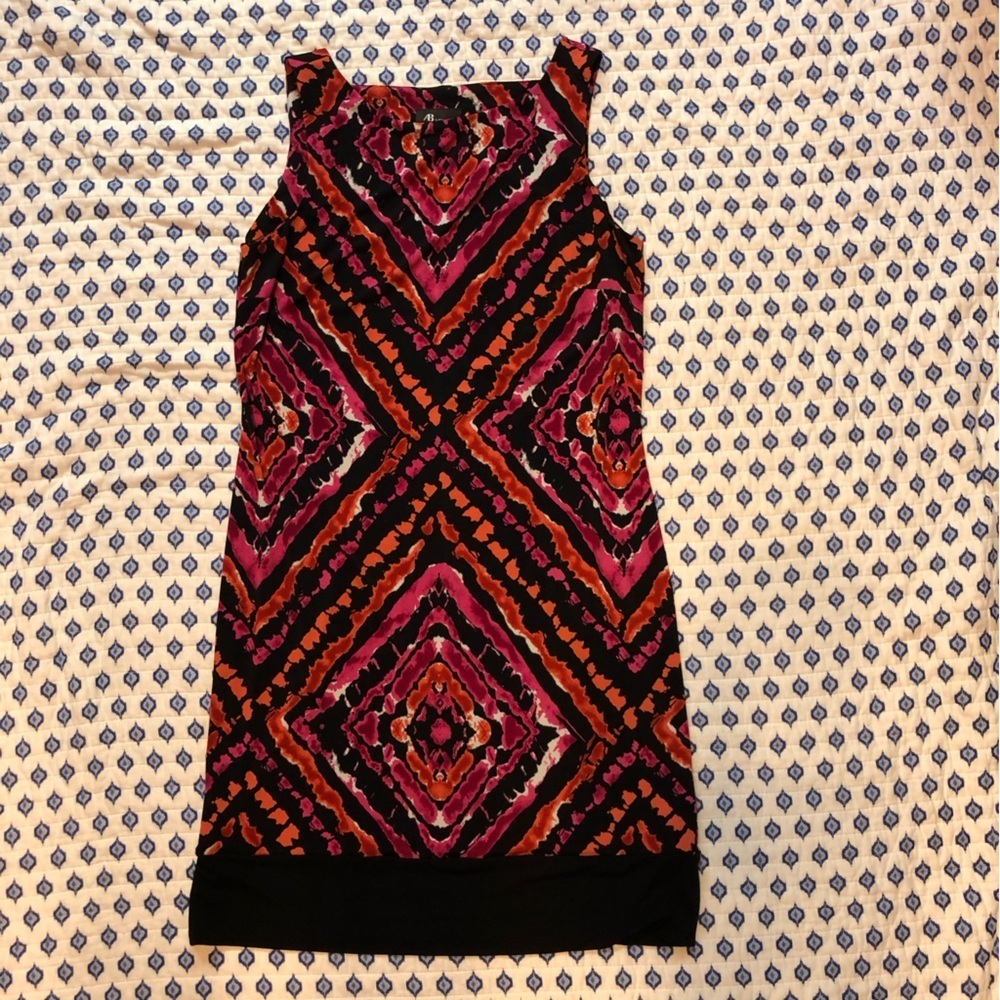Colorful Geometric Sleeveless Dress Large